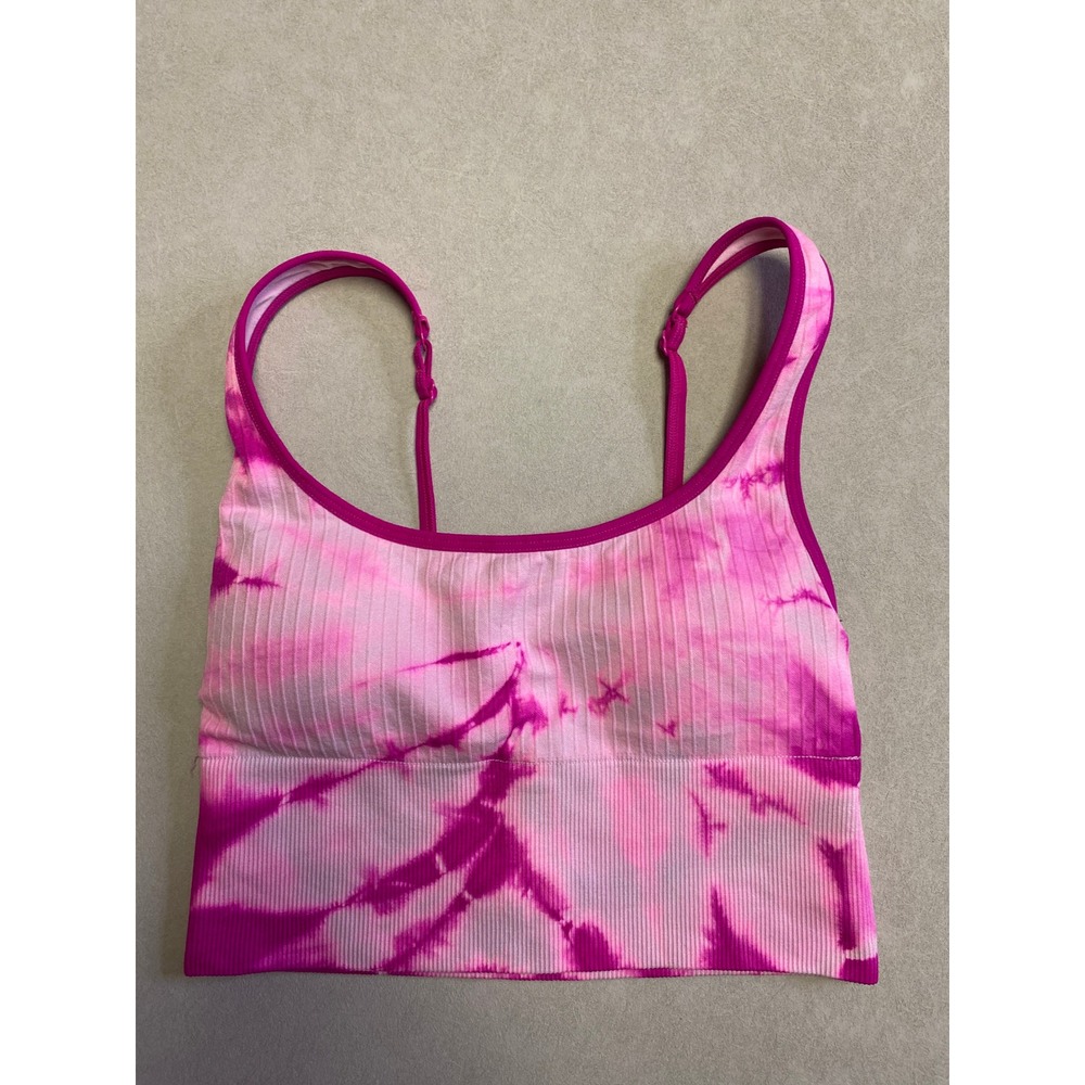 Pink Active Victorias Secret Tie Dye Ribbed Sports Bra Pink White Small S P CH